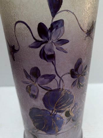 ENAMELLED HALF CRYSTAL VASE