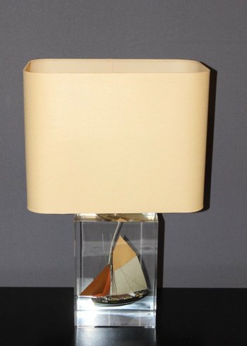 Plexiglas Lamp Boat Inclusion About 1980