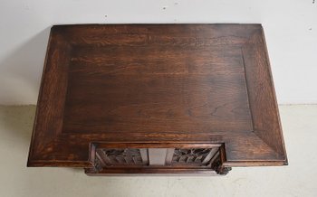 Small Oak Landing Linen Chest, Renaissance style - Late 19th century