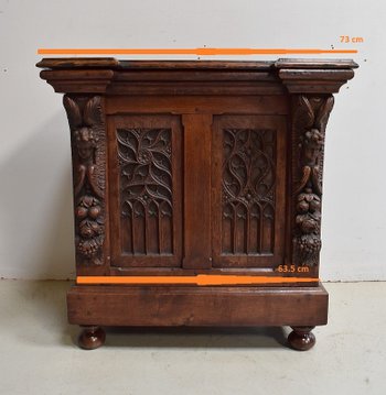 Small Oak Landing Linen Chest, Renaissance style - Late 19th century