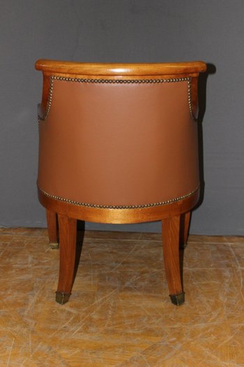 Restoration Period Desk Armchair In Cherry And Leather XIX