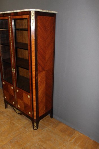 Louis XVI Style Marquetry Display Case Late 19th Century