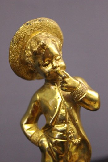 Coppia di sculture in bronzo "bambini fumanti" fine XIX secolo