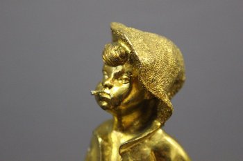 Coppia di sculture in bronzo "bambini fumanti" fine XIX secolo