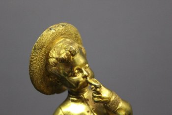 Coppia di sculture in bronzo "bambini fumanti" fine XIX secolo