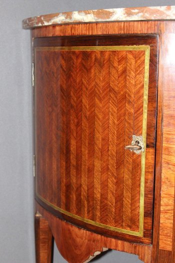 Louis XVI Style Half Moon Marquetry Chest of Drawers Late 19th Century