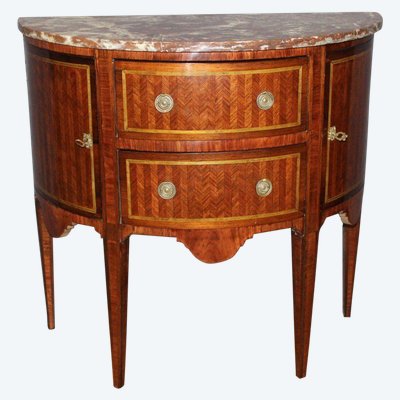 Commode Demi Lune En Marqueterie De Style Louis XVI Fin XIX