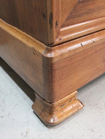 Small solid walnut bedside table with Ste Anne marble - 1900