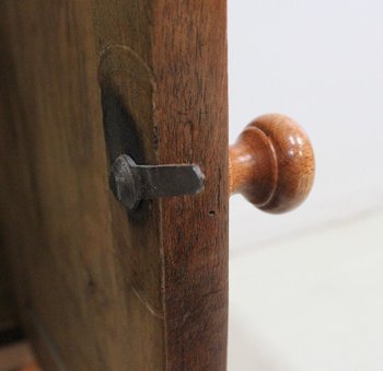 Small solid walnut bedside table with Ste Anne marble - 1900