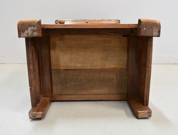 Small solid walnut bedside table with Ste Anne marble - 1900