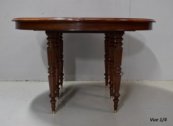 Oval table in solid mahogany, Louis-Philippe period - Middle 19th century