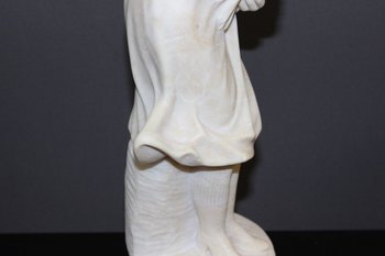 Alabaster Sculpture of a Young Woman with Roses About 1900