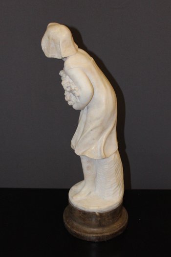 Alabaster Sculpture of a Young Woman with Roses About 1900