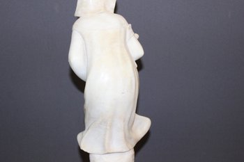 Alabaster Sculpture of a Young Woman with Roses About 1900