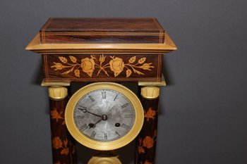 Charles X Portico Clock In Flower Marquetry