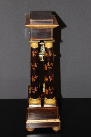 Charles X Portico Clock In Flower Marquetry