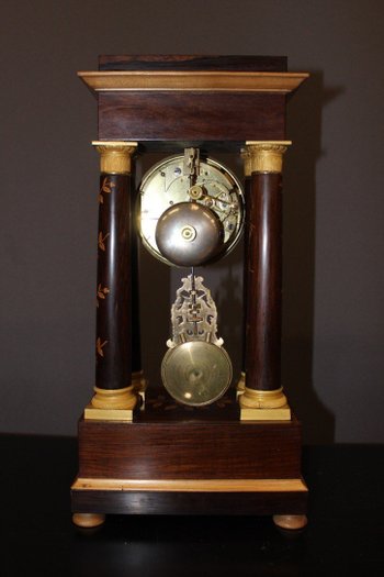 Charles X Portico Clock In Flower Marquetry