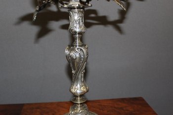 Paar Kerzenhalter Im Stil von Louis XV Aus Bronze Versilbert XIX