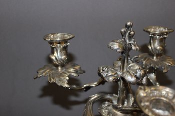 Paar Kerzenhalter Im Stil von Louis XV Aus Bronze Versilbert XIX