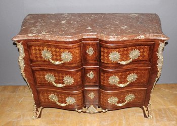 Louis XIV Crossbow Chest Of Drawers In Cube Marquetry