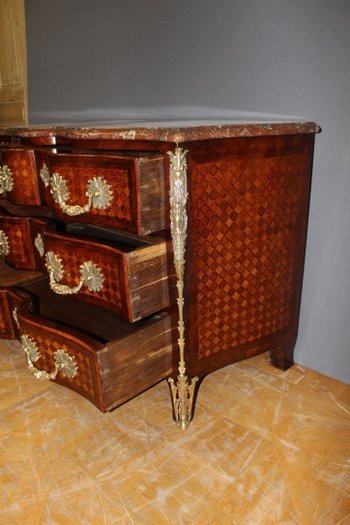 Louis XIV Crossbow Chest Of Drawers In Cube Marquetry