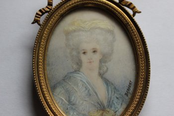 Miniature On Ivory Portrait Of Madame Necker End XIX