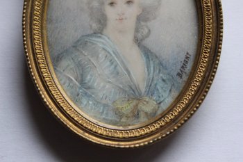 Miniature On Ivory Portrait Of Madame Necker End XIX