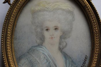 Miniature On Ivory Portrait Of Madame Necker End XIX