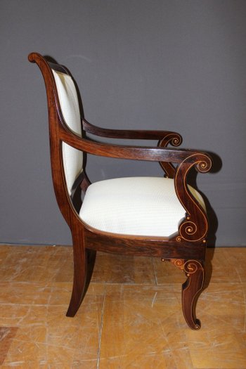 Pair Of Charles X period Armchairs In Marquetry