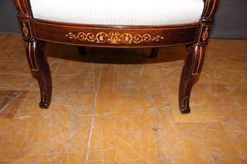 Pair Of Charles X period Armchairs In Marquetry