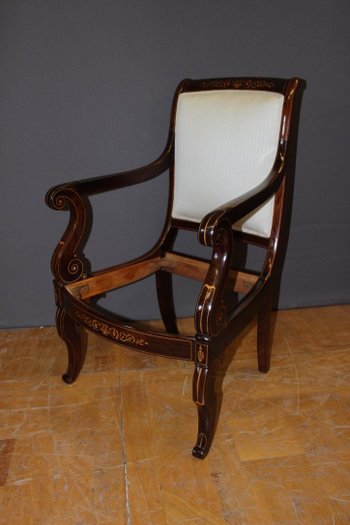 Pair Of Charles X period Armchairs In Marquetry