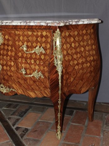 Louis XV Style Cube Inlaid Chest Of Drawers