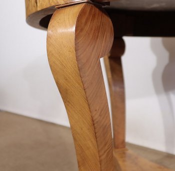 Pedestal table in walnut and marble, Restoration period - Early 19th century