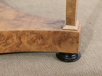 Pedestal table in walnut and marble, Restoration period - Early 19th century