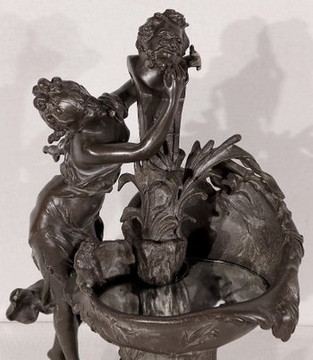 Sculpture en Etain « La fontaine », de G. Van de Voorde , Art Nouveau – 1900