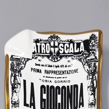 1960 Porcelain Tote/Pocket Holder "La Gioconda" by Piero Fornasetti. Made in Italy.