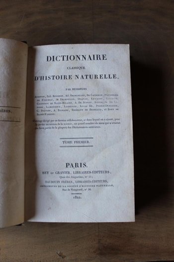 Dictionnaire Classique d'Histoire Naturelle De 1822