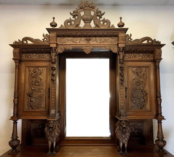 Renaissance style hunting lodge furniture in solid walnut