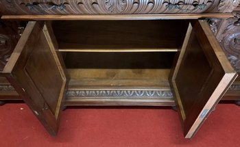 Renaissance style hunting lodge furniture in solid walnut