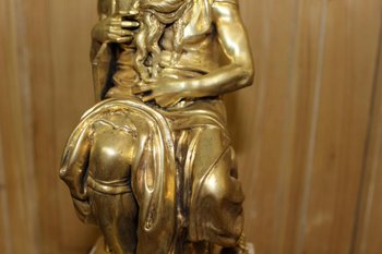 Gilded bronze Moses Holding the Tables of the Law after Michelangelo