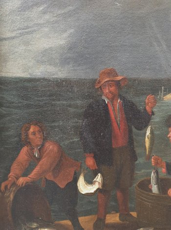 Flemish school of the XVIIIth century after David TENIERS - The return of the fishing