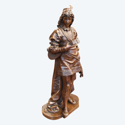 Sculpture d'Un Joueur De Mandoline Par Bouret