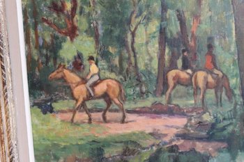 Hst Representing Horsemen In A Wood By Jodelet