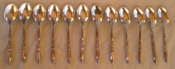 Box 12 mocha spoons + silver sugar tongs "Russian style" handles ERCUIS (ref MA 0475)