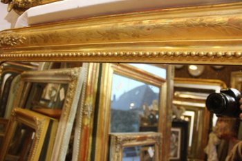 Pair Of Antique Rectangle Gold Leaf Beaded Mirrors Original, nitrate mirror 88 X 104 Cm