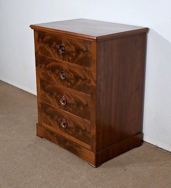 Petite Commode Chiffonnière en Ronce d’Acajou – Fin XIXe