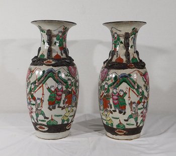 Pair of Nanjing Porcelain Vases, China - Late 19th century