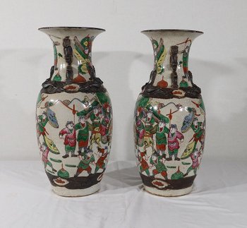 Pair of Nanjing Porcelain Vases, China - Late 19th century