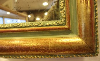 Louis Philippe Rectangle Gold And Patina Mirror, Mercury Glass 79 X 101 Cm