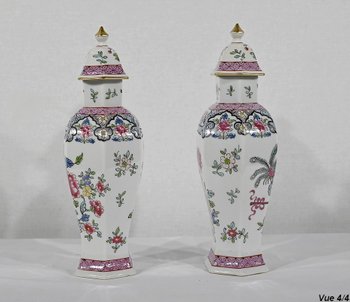 Pair of Hexagonal Earthenware Vases, China - Late 19th century